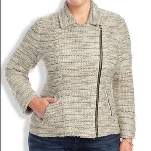 Lucky Brand Marled Moto Swtr Jacket- XL